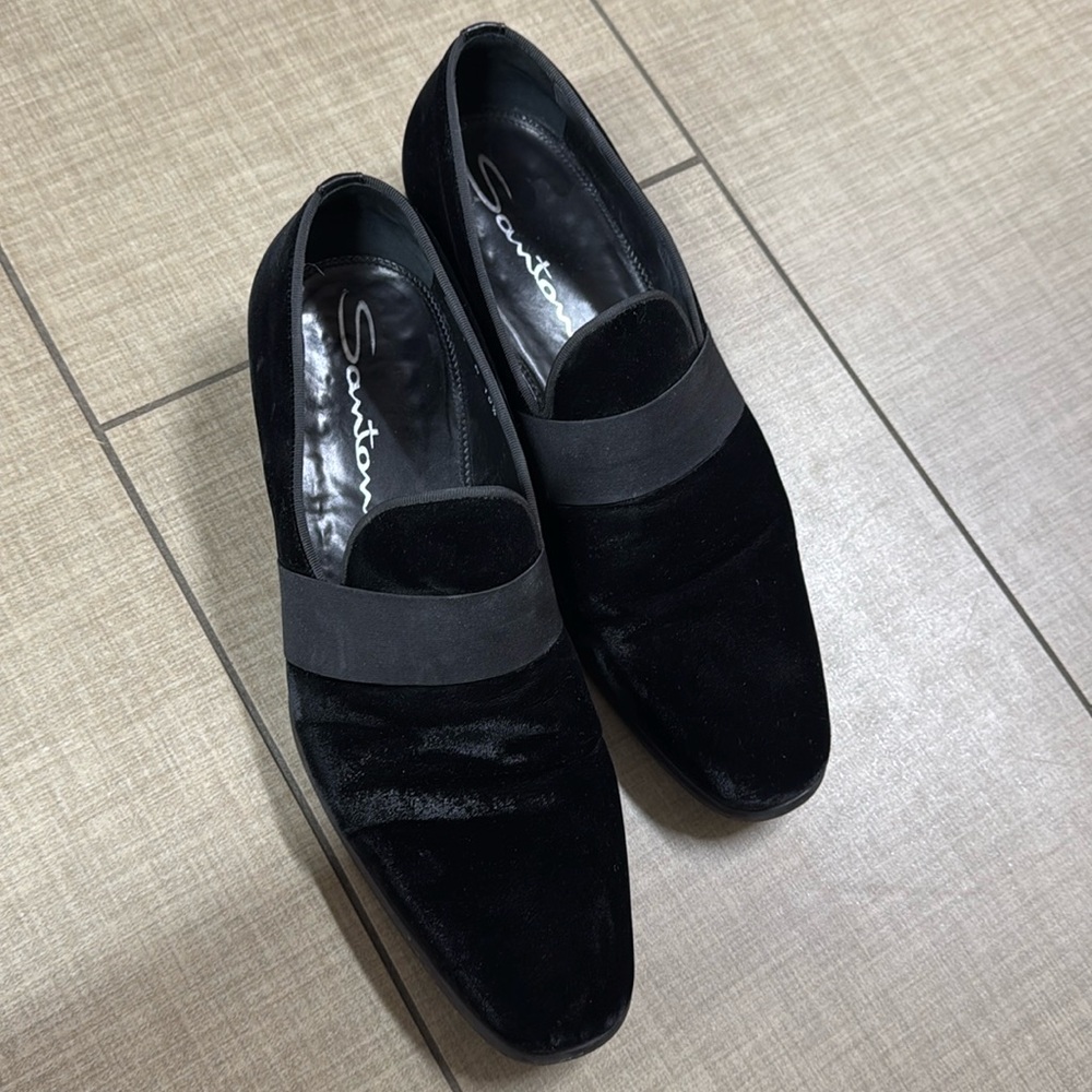 SANTONI VELVET LOAFERS DESIGNER SHOES MEN 10.5 stylish
